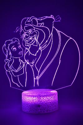 Lampe 3d personnalisée à led - Disney La Belle et la Bête | Veilleuse Enfant Magique, Décoration Chambre, Cadeau Personnalisé