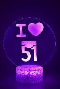 Lampe 3d personnalisée à led - I love 51