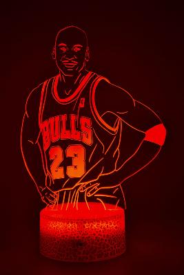 Lampe 3d personnalisée à led - Basket Ball M Jordan  | Veilleuse Enfant, Décoration Chambre, Cadeau Personnalisé Anniversaire et Noël