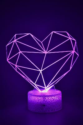 Lampe 3d personnalisée à led -  Coeur hologramme | Veilleuse Enfant, Décoration Chambre, Cadeau Personnalisé Anniversaire et Noël