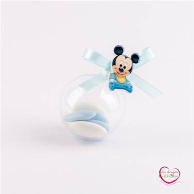 Pochon dragee mickey baby sur boule plastique