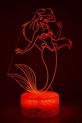 Lampe 3d personnalisée à led - Disney Ariel petite sirène | Veilleuse Enfant Magique, Décoration Chambre, Cadeau Personnalisé