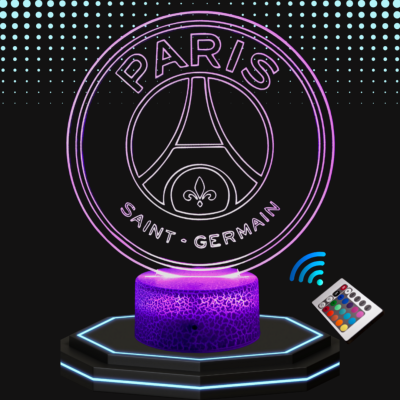 Lampe 3d personnalisée à led - Football Paris St Germain | Veilleuse Enfant, Décoration Chambre, Cadeau Personnalisé Anniversaire et Noël