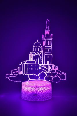 Lampe 3d personnalisée à led - Marseille notre dame de la garde | Veilleuse Enfant, Décoration Chambre, Cadeau Personnalisé Anniversaire et Noël