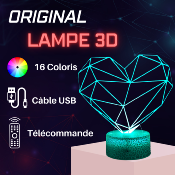 Lampe 3d personnalisée à led -  Coeur hologramme | Veilleuse Enfant, Décoration Chambre, Cadeau Personnalisé Anniversaire et Noël