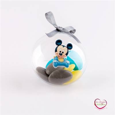 Emballage dragées avec sujet mickey sur medaillon plastique