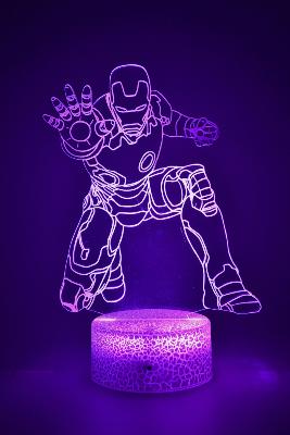 Lampe 3d personnalisée à led - Iron Man Avengers | Veilleuse Enfant, Décoration Chambre, Cadeau Personnalisé Anniversaire et Noël