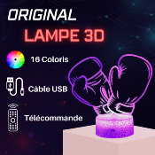 Lampe 3d personnalisée à led - Gant de Boxe | Veilleuse Enfant, Décoration Chambre, Cadeau Personnalisé Anniversaire et Noël