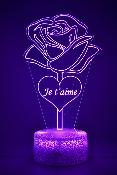 Lampe 3d personnalisée à led - Rose Eternelle 