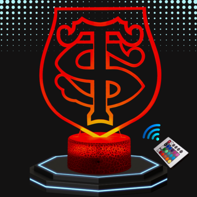 Lampe 3D Personnalisée à LED - Rugby Stade Toulousain | Veilleuse Supporter, Décoration Chambre, Cadeau Rugby Personnalisé