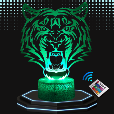 Lampe 3d personnalisée à led - Animal Tigre | Veilleuse Enfant, Décoration Chambre, Cadeau Personnalisé Anniversaire et Noël