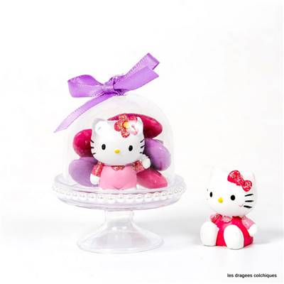 Bonbonniere dragees figurine hello kitty dans cloche plexiglas