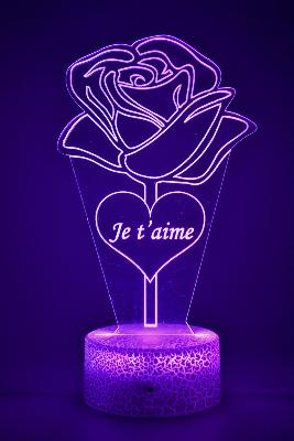 Lampe 3d personnalisée à led - Rose Eternelle  | Veilleuse maison, Décoration Chambre, Cadeau Personnalisé Anniversaire et Noël