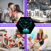 Lampe 3d personnalisée à led -  Coeur hologramme | Veilleuse Enfant, Décoration Chambre, Cadeau Personnalisé Anniversaire et Noël