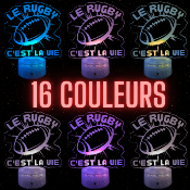 Lampe 3d personnalisée à led - Rugby c'est la vie| Veilleuse Enfant, Décoration Chambre, Cadeau Personnalisé Anniversaire et Noël