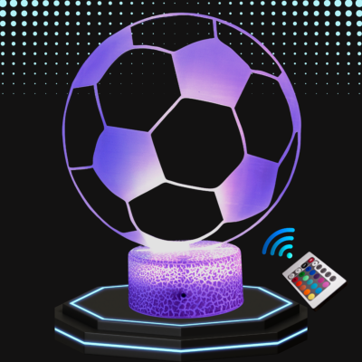 Lampe 3d personnalisée à led - Football ballon | Veilleuse Enfant, Décoration Chambre, Cadeau Personnalisé Anniversaire et Noël