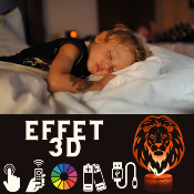 Lampe 3d personnalisée à led - Animal Lion | Veilleuse Enfant, Décoration Chambre, Cadeau Personnalisé Anniversaire et Noël