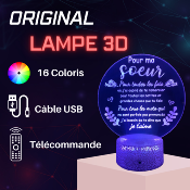 Lampe 3d personnalisée à led - Pour ma sœur | Veilleuse, Décoration Maison, Cadeau Personnalisé Anniversaire et Noël