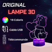 Lampe 3d personnalisée à led - Animal Ourson coeur | Veilleuse Enfant, Décoration Chambre, Cadeau Personnalisé Anniversaire et Noël