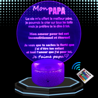 Lampe 3d personnalisée à led - Pour mon papa père| Veilleuse, Décoration Maison, Cadeau Personnalisé Anniversaire et Noël