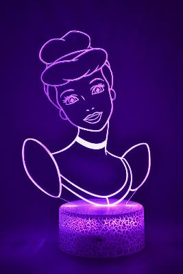 Lampe 3d personnalisée à led - Disney Cendrillon | Veilleuse Enfant Magique, Décoration Chambre, Cadeau Personnalisé