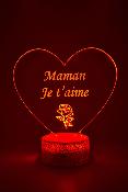 Lampe 3d personnalise  led -  Cur Maman je t'aime  | Veilleuse Enfant, Dcoration Chambre, Cadeau Personnalis Anniversaire et Nol