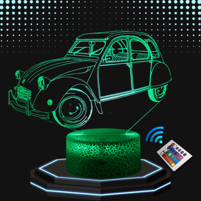 Lampe 3d personnalisée à led - Voiture 2 CV | Veilleuse Enfant, Décoration Chambre, Cadeau Personnalisé Anniversaire et Noël