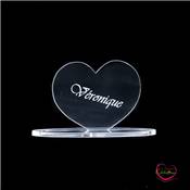 Marque place forme de coeur en plexi 8 x 4,5 cm 