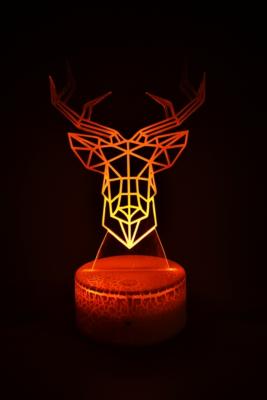 Lampe 3d personnalisée à led - Animal Tête Cerf | Veilleuse Enfant, Décoration Chambre, Cadeau Personnalisé Anniversaire et Noël